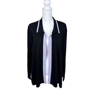 Misook Black Purple Travel Knit Cardigan Women’s 2X Stretch Luxe